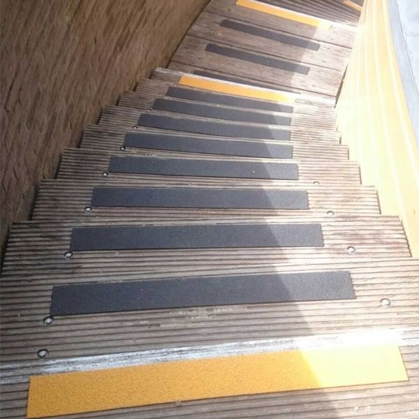 90mm Non Slip Yellow Medium Grit Fibreglass Decking Strips