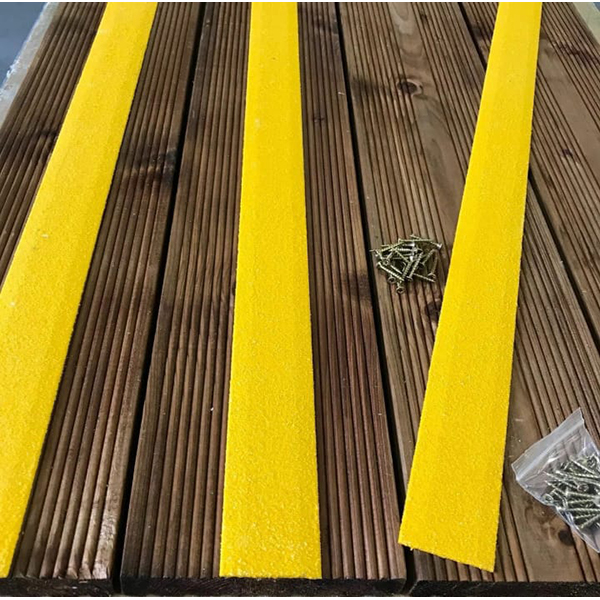 90mm Non Slip Yellow Medium Grit Fibreglass Decking Strips