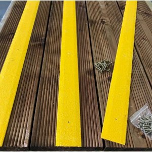 Anti Slip 50mm Heavy Duty Yellow GRP Decking Strips For Commercial Surface