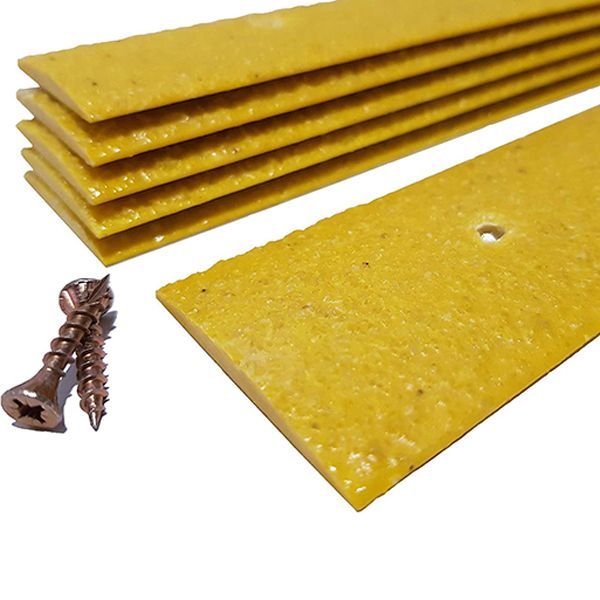 Non Slip Un Drilled Yellow GRP Wooden Decking Strips - 3mm Thick