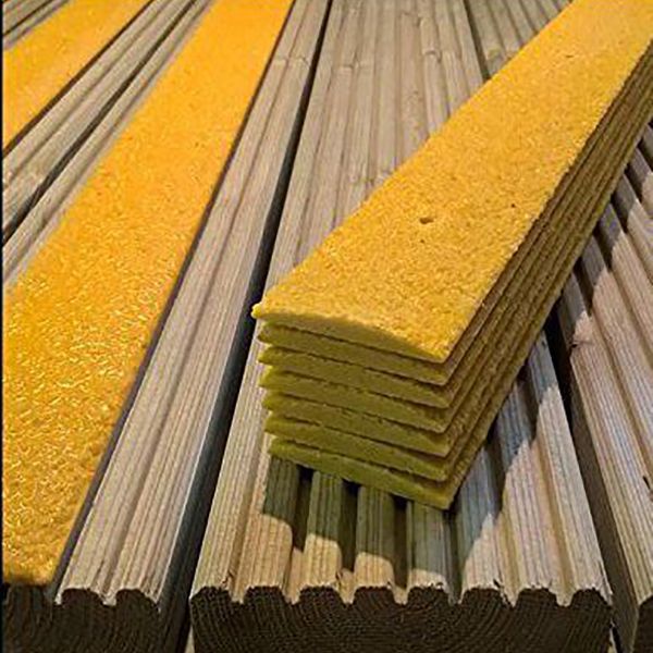 Non Slip Un Drilled Yellow GRP Wooden Decking Strips - 3mm Thick